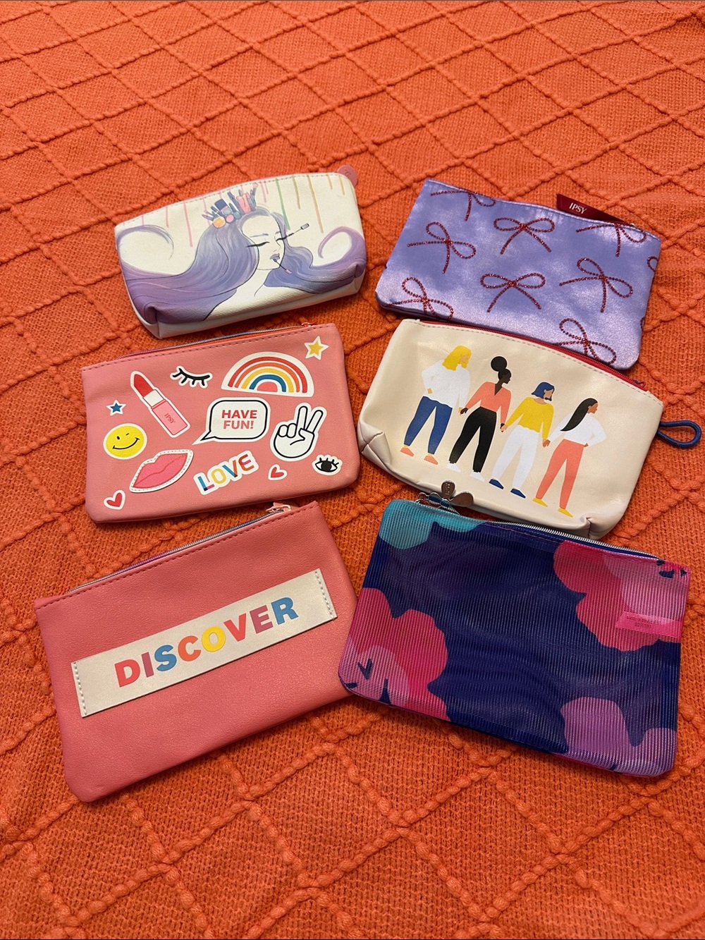 ipsy Pink 'Discover' & Assorted Patterned Cosmetic Pouch Set